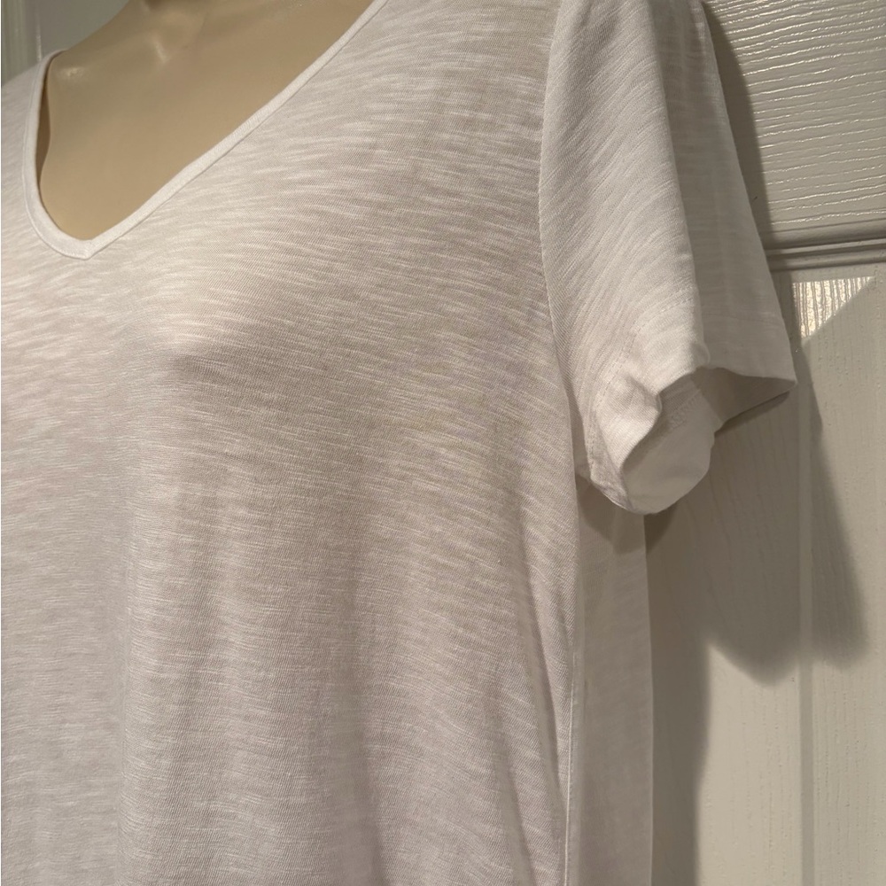 J.Jill White Slub Tee XS Cotton Modal Tunic Top Split Back NWT Casual
